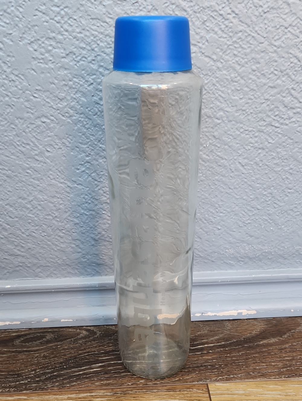 Aquasana Glass Water Bottle Blue Plastic Lid